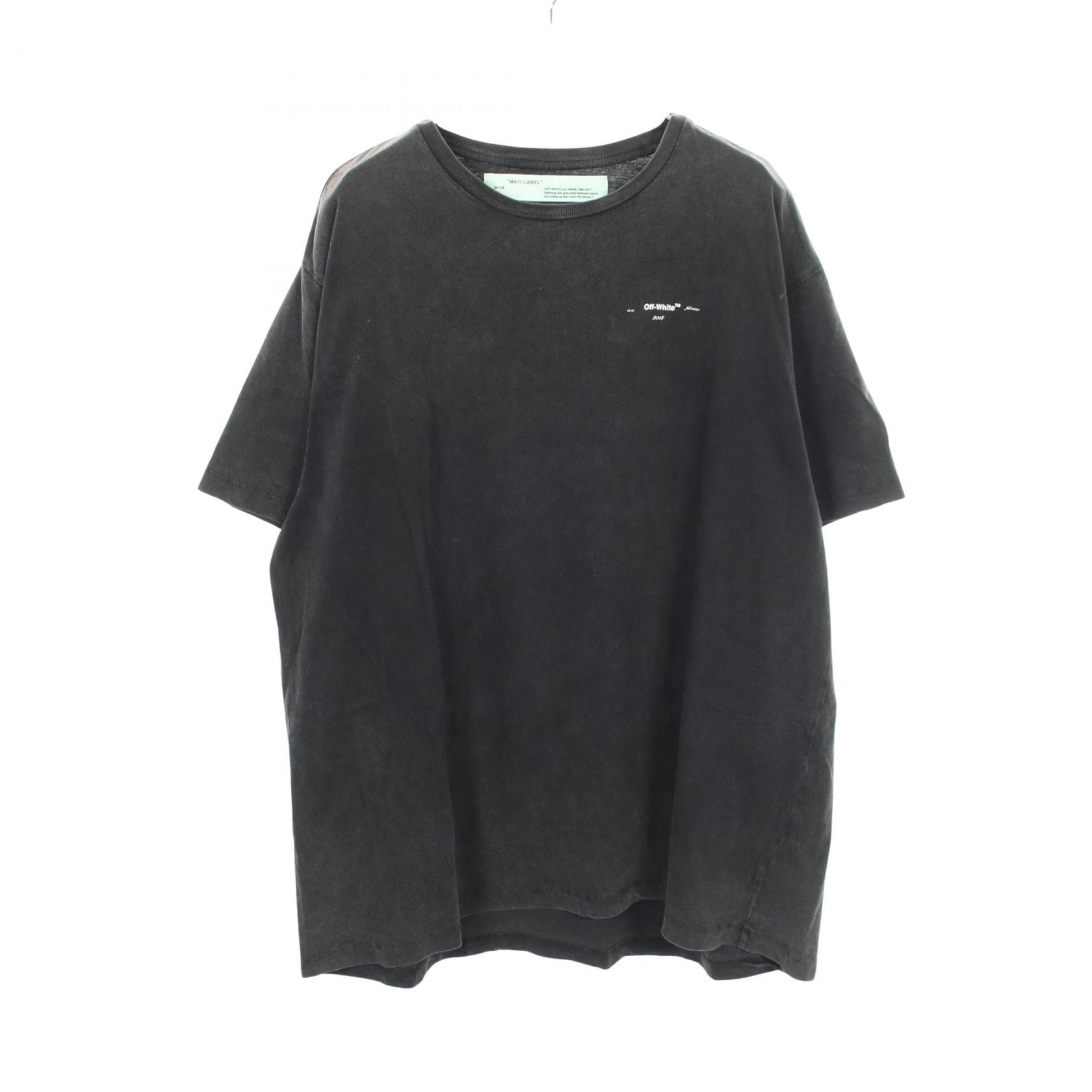 オフホワイト OFF-WHITE バックロゴ 半袖Tシャツ 衣料品 トップス コットン メンズ グレー系 【中古】