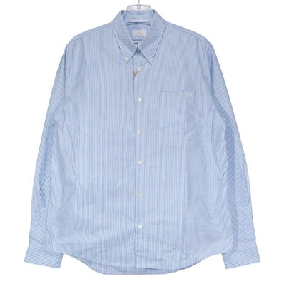 美品 A.P.C. アーペーセー STRIPE OXFORD L/S SHIRT 24263-1-75711 ストライプ オックスフォード ロングスリーブ シャツ ブルー ホワイト 長袖 サイズM