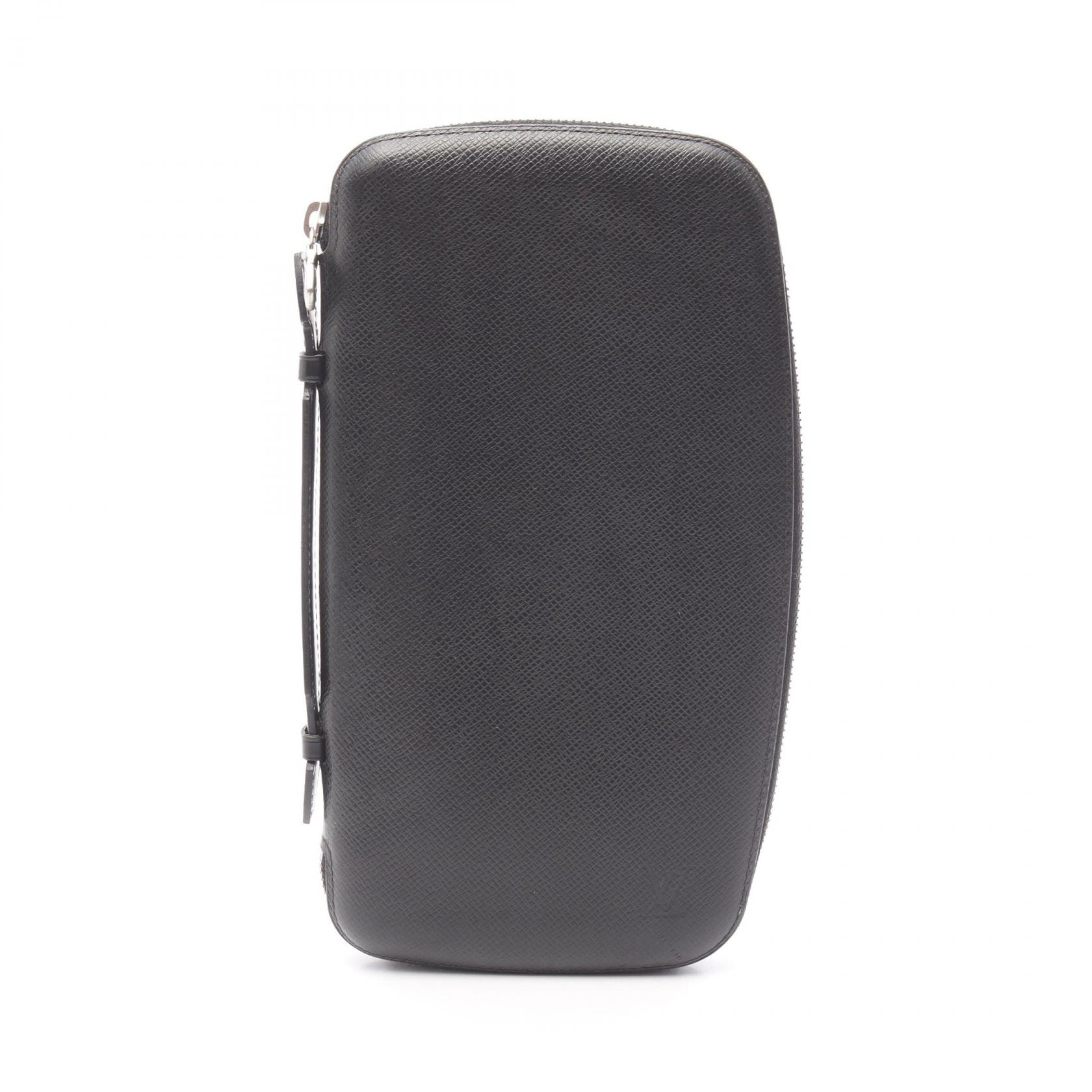 ルイ・ヴィトン LOUIS VUITTON アトール タイガ アルドワーズ ラウンド長財布 財布 レザー メンズ ブラック系 M30652 【中古】