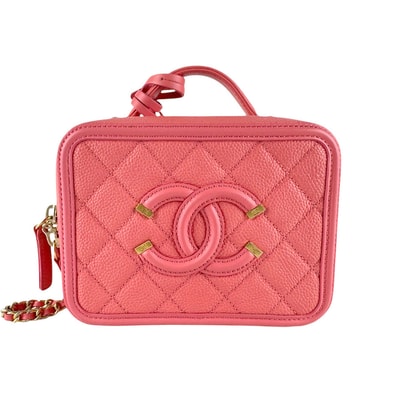 シャネル CHANEL ショルダーバッグ CCフィグリー キャビアスキンレザー ピンク レディース【中古】 z9351