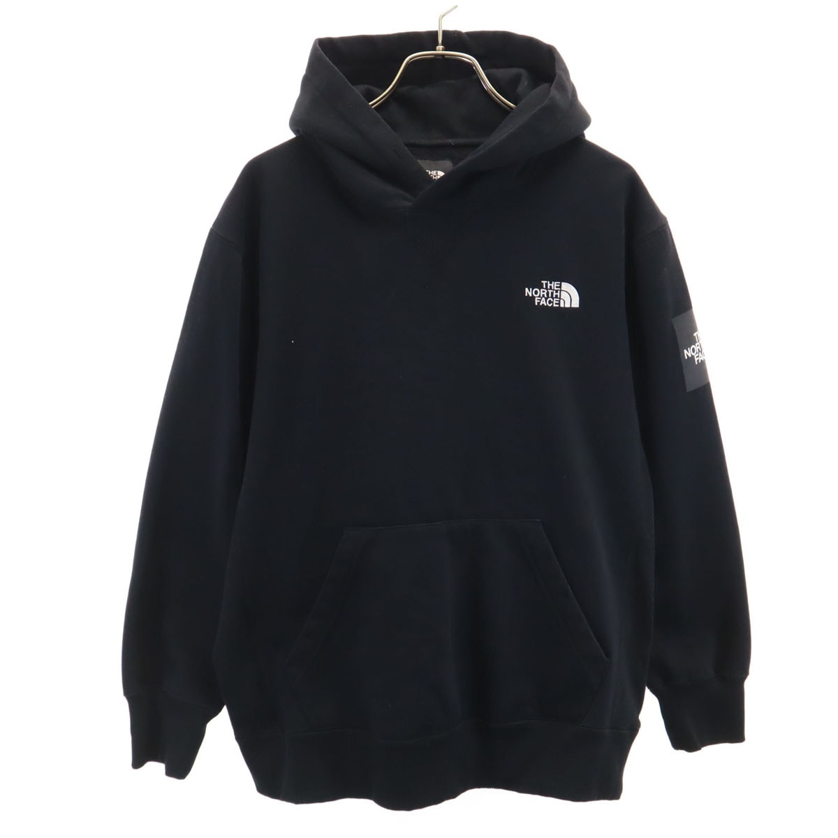 THE NORTH FACE ノースフェイス スクエアロゴ 長袖 スウェットパーカー M ブラック NT61835 アウトドア フーディー