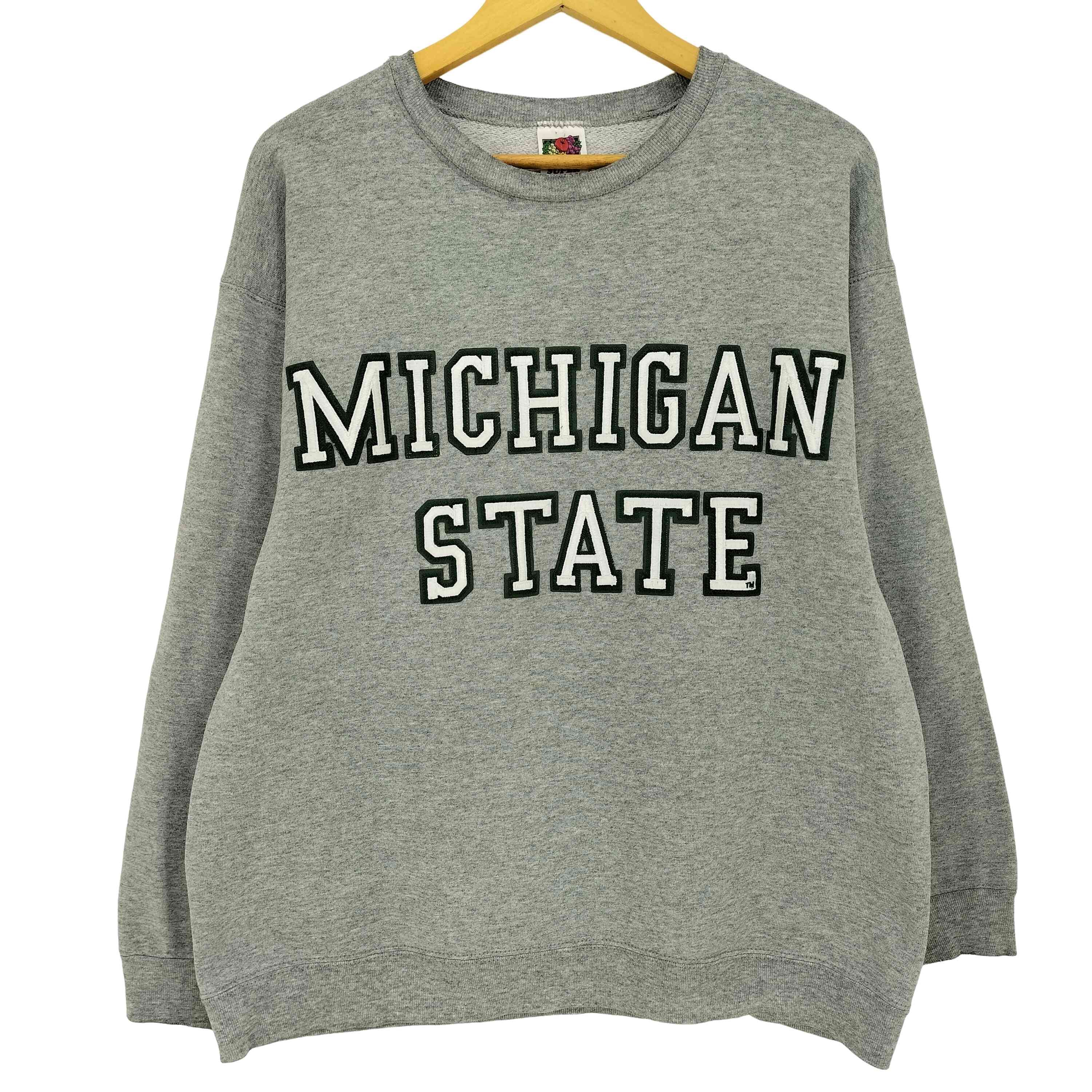 90s SUPER COTTON  MICHIGAN STATE 2段カレッジ クルーネックスウェット【1138896415802】