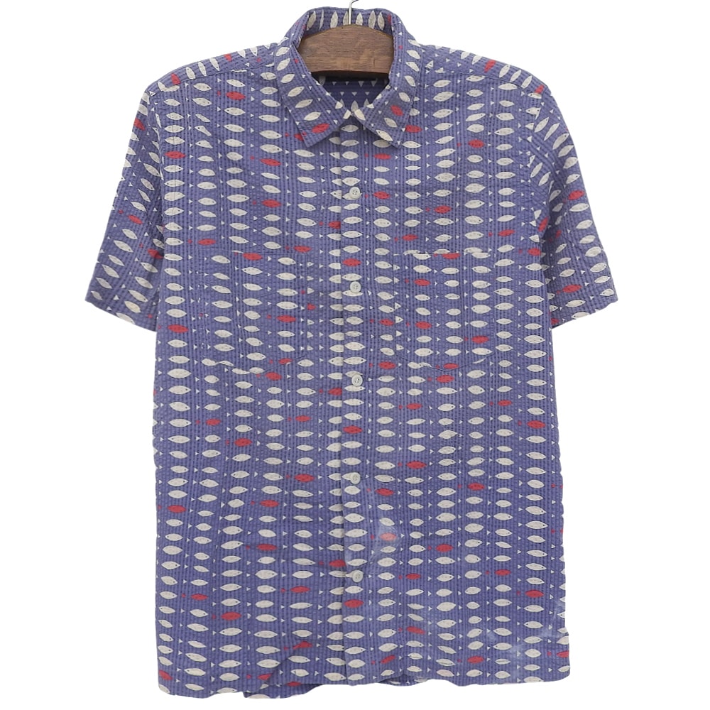 ダブルアールエル シアサッカー フィッシュ キャンプシャツ トップス メンズ ライトパープル M M