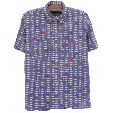 ダブルアールエル シアサッカー フィッシュ キャンプシャツ トップス メンズ ライトパープル M M
