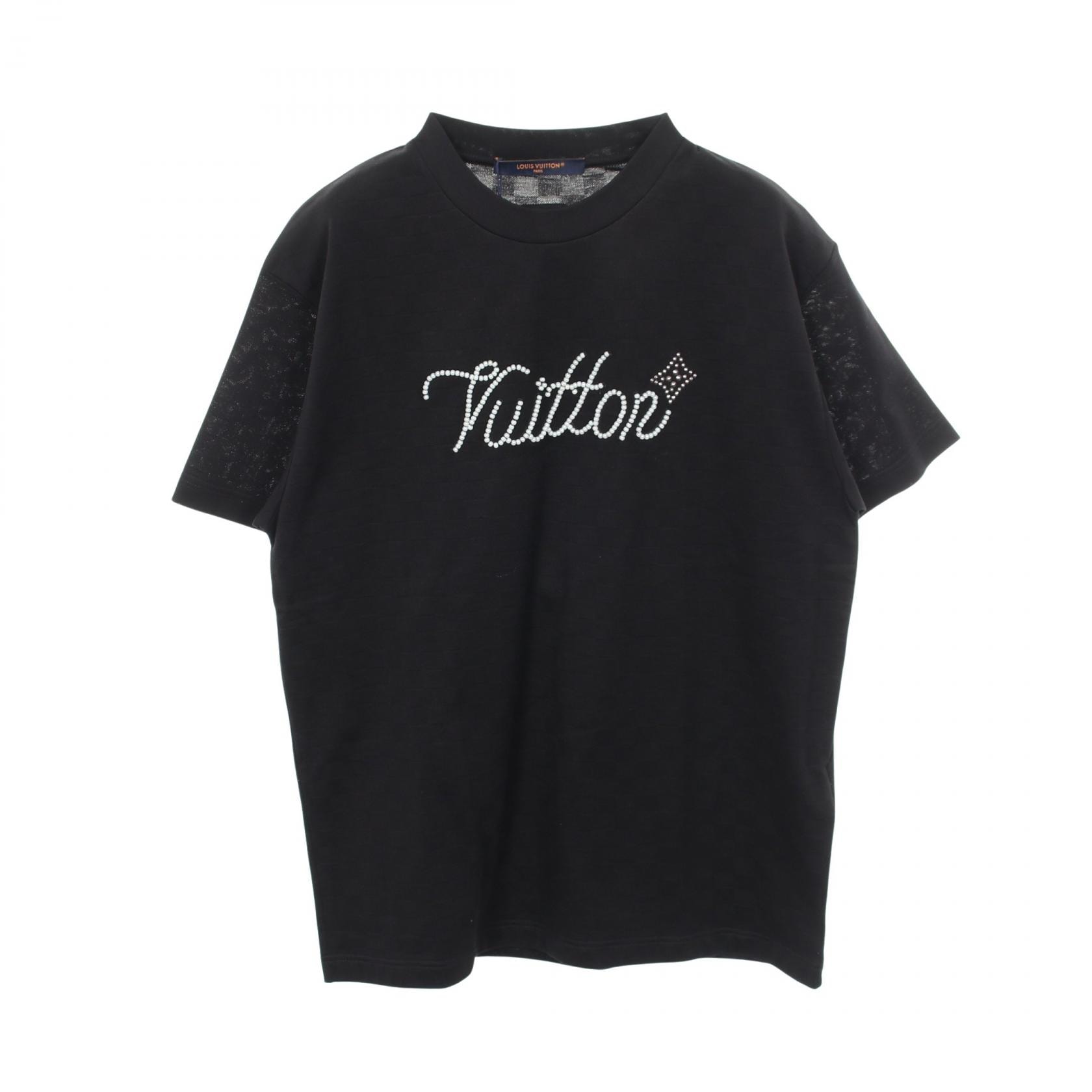 ルイ・ヴィトン LOUIS VUITTON ビーズLV ダミエジャカード 半袖Tシャツ 衣料品 トップス コットン メンズ ブラック系 【中古】