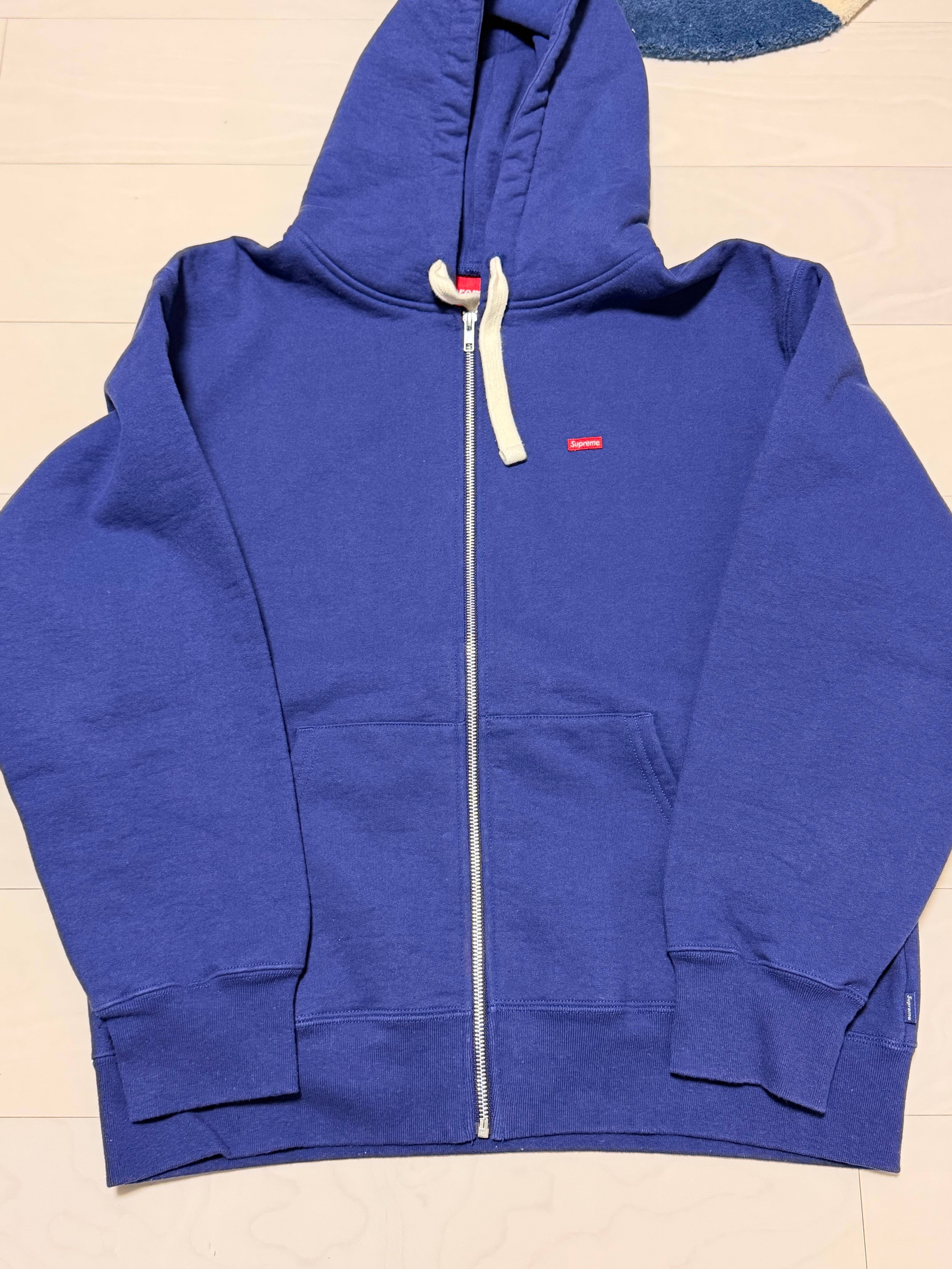 Supreme Small Box Drawcord Zip Up Hooded Sweatshirt "Washed Navy"