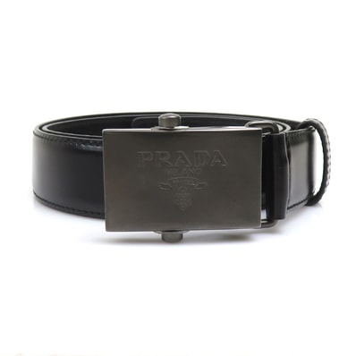 プラダ PRADA ベルト レザー ブラック メンズ【中古】 56685a