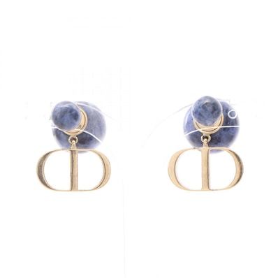 ディオール Dior トライバル ピアス ジュエリー GP(ゴールドメッキ) ストーン レディース ゴールド系 / ネイビー系 【中古】