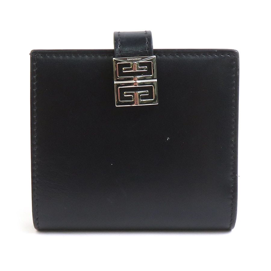 ジバンシィ GIVENCHY 二つ折り財布 レザー ブラック ユニセックス【中古】 r10468a