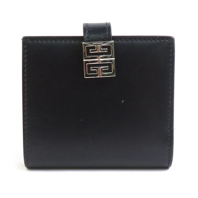 ジバンシィ GIVENCHY 二つ折り財布 レザー ブラック ユニセックス【中古】 r10468a