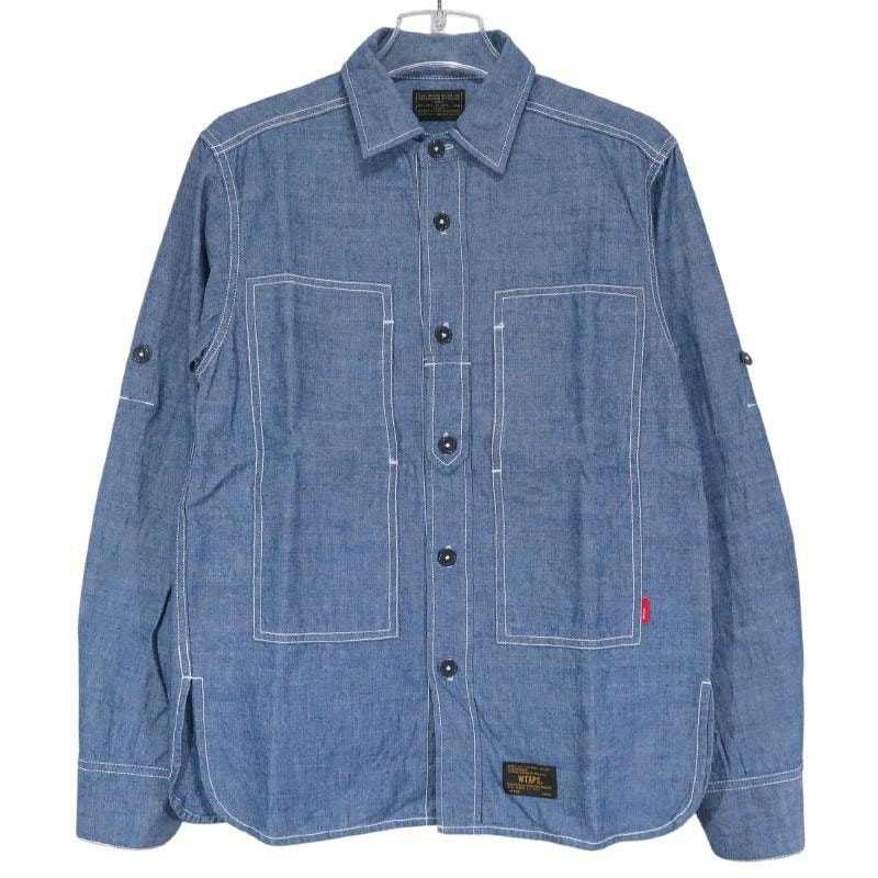 WTAPS ダブルタップス 12AW UTILITY LS/SHIRTS.COTTON.CHAMBRAY 122LTDT-SHM05 ユーティリティー ロングスリーブ シャツ コットン シャンブレー インディゴ 長袖 サイズ1(S)