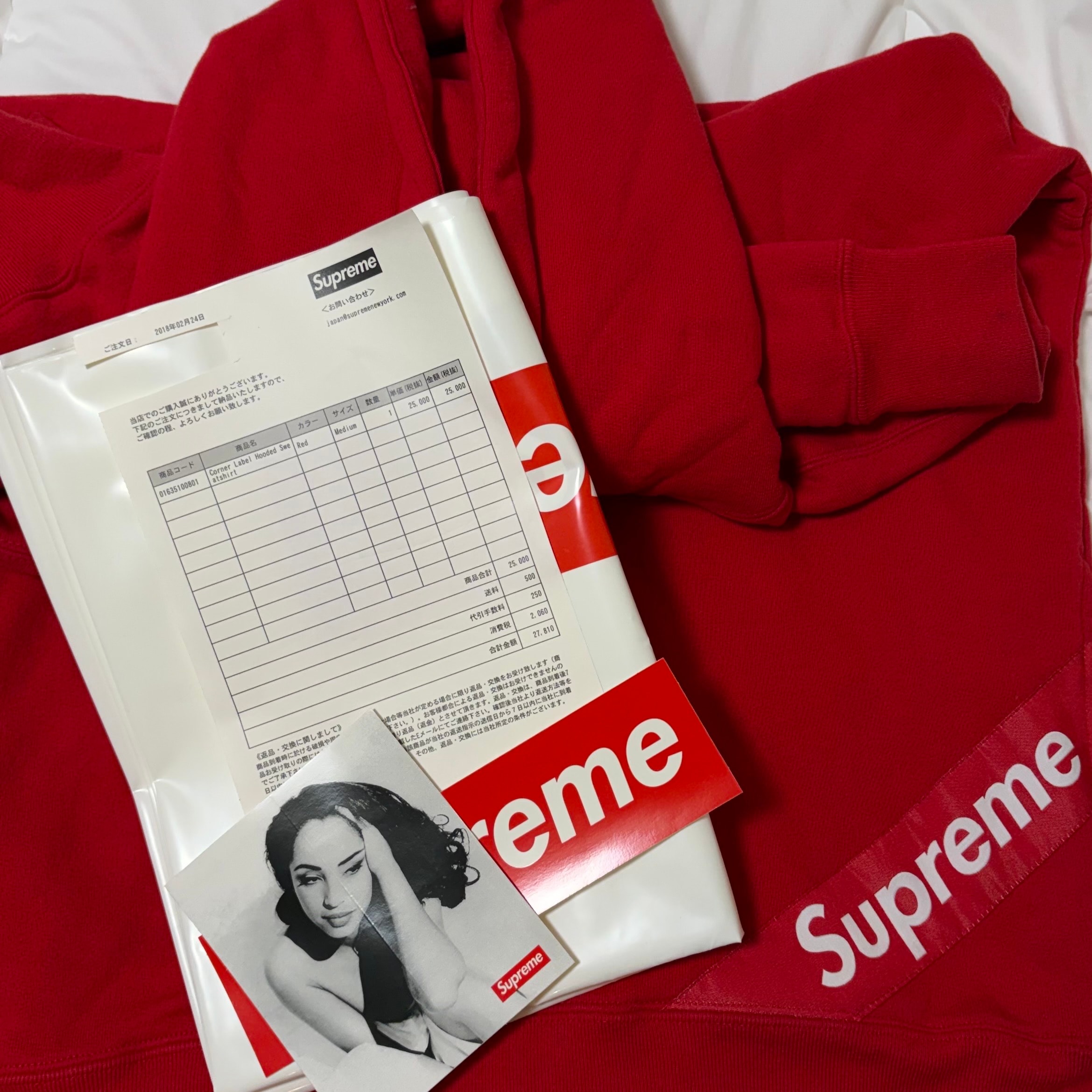 Supreme Corner Label Hooded Sweatshirt "Red"