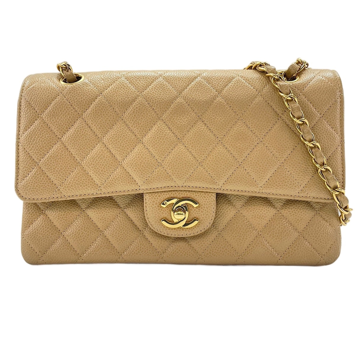 シャネル CHANEL キャビアスキン マトラッセ 25 ダブルフラップ ショルダーバッグ【中古】