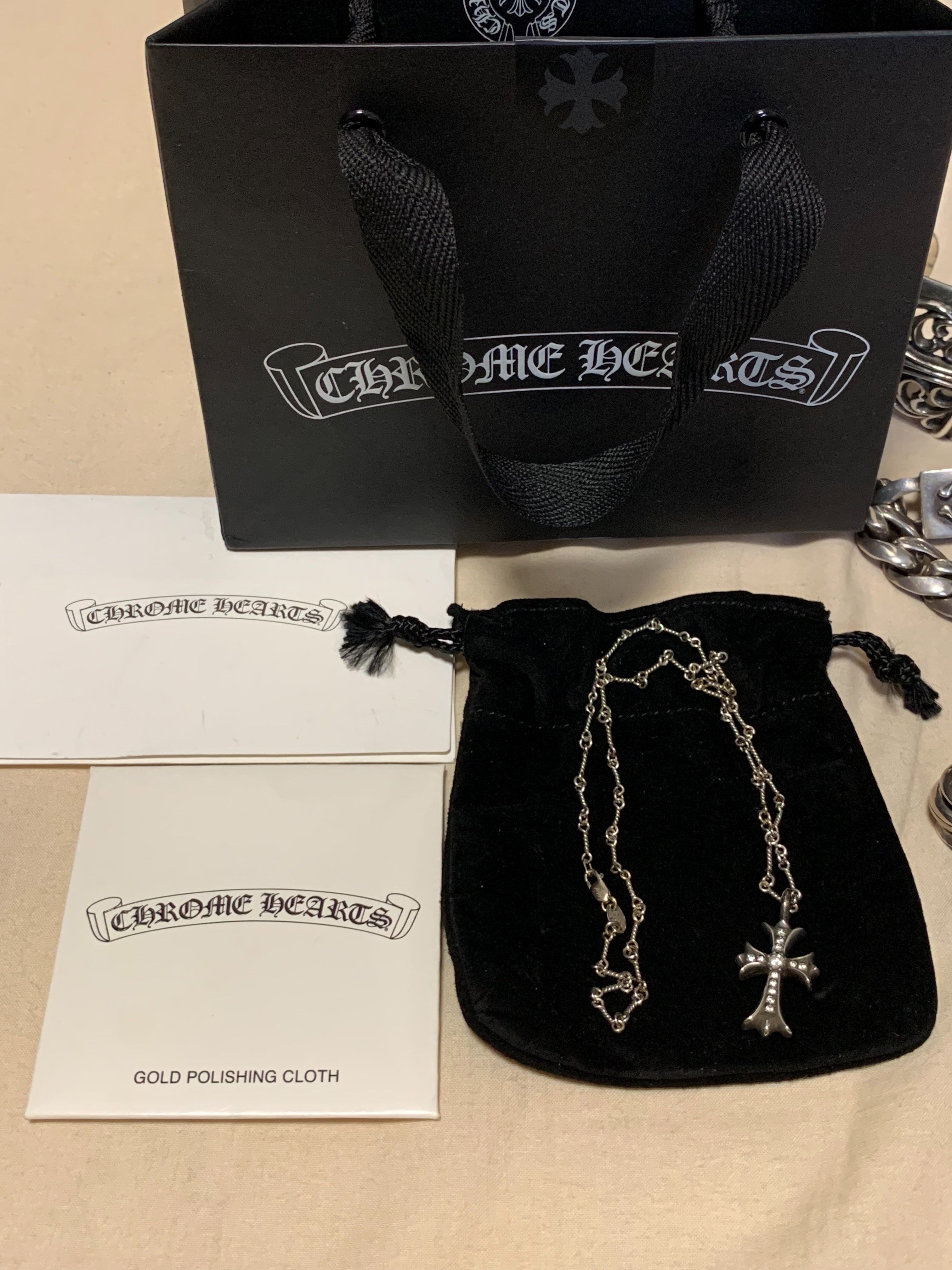 クロムハーツファットクロス925/ツイストチェーンホワイトゴールドWG 