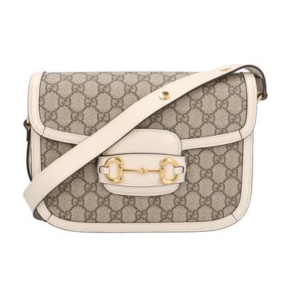 グッチ ミディアム ホースビット1955 ショルダーバッグ GGスプリームキャンバス 602204 ベージュ レディース GUCCI 中古