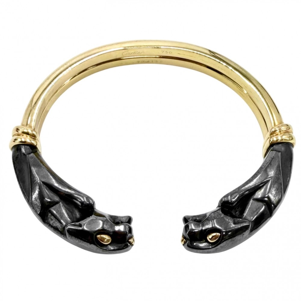 CARTIER カルティエ バングル パンテール ジュエリー アクセサリー シルバリウム Au750 18金YG メンズ レディース ブレスレット K18イエローゴールド  シルバー800   ブラック 黒 ゴールド ユニセックス 約52.5g【中古品】