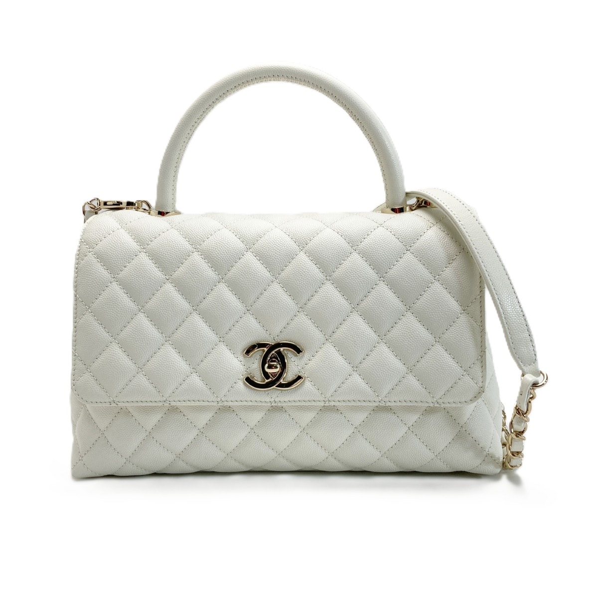 CHANEL シャネル ココハンドル29 マトラッセ A92991 ホワイト 2WAYバッグ キャビアスキン ココマーク