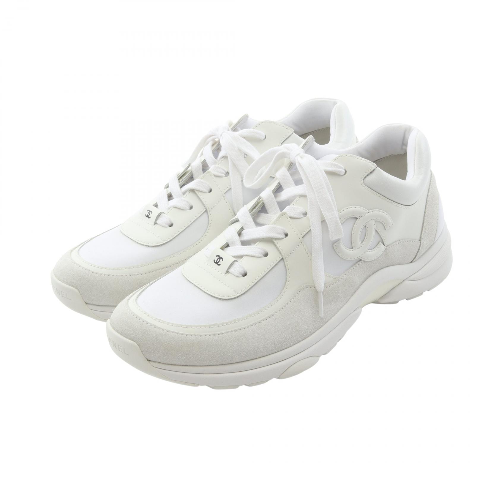 シャネル CHANEL ココマーク トレーナーズ スニーカー 靴 レザー スウェード ファブリック メンズ ホワイト系 【中古】