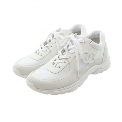 シャネル CHANEL ココマーク トレーナーズ スニーカー 靴 レザー スウェード ファブリック メンズ ホワイト系 【中古】