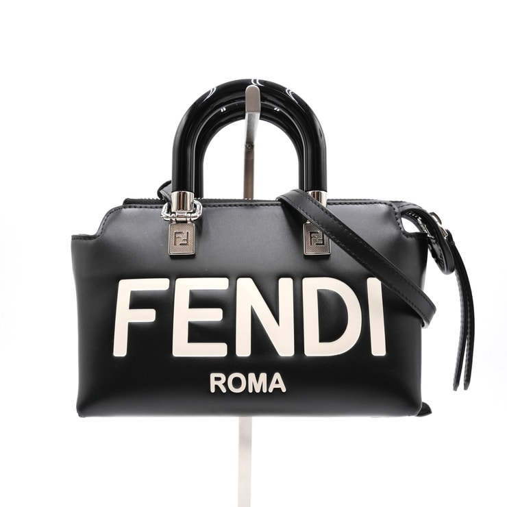 FENDI(フェンディ)バイ ザ ウェイ ミニ ハンドバッグ ショルダーバッグ 2WAY ブラック レザー ロゴ シルバー金具 レディース【中古】