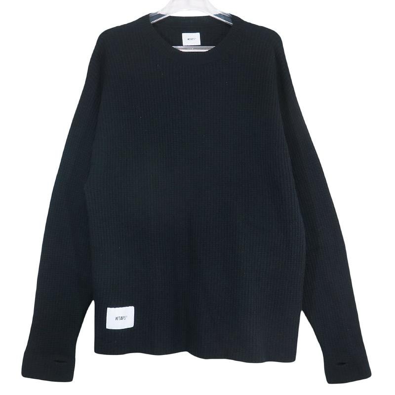 WTAPS ダブルタップス 20AW WAFFLE 01/SWEATER/WOOL 202MADT-KNM02 ワッフル01 セーター ウール ブラック トップス ニット サイズ03(L)