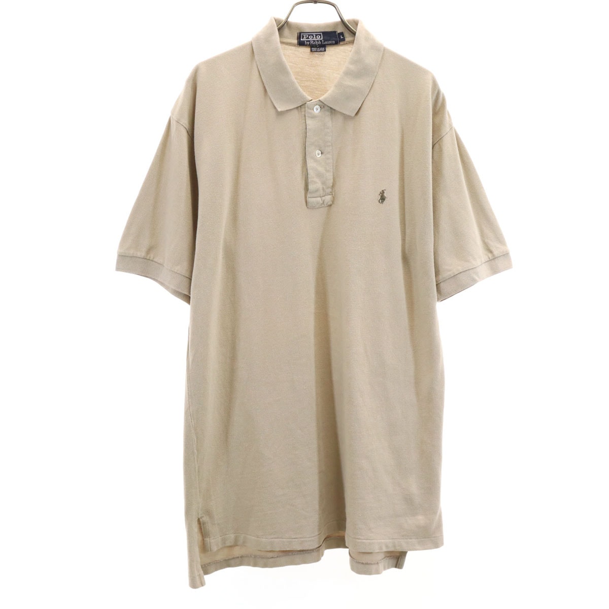 Polo by Ralph Lauren ポロバイラルフローレン 90s USA製 オールド 半袖 ポロシャツ L ベージュ 鹿の子