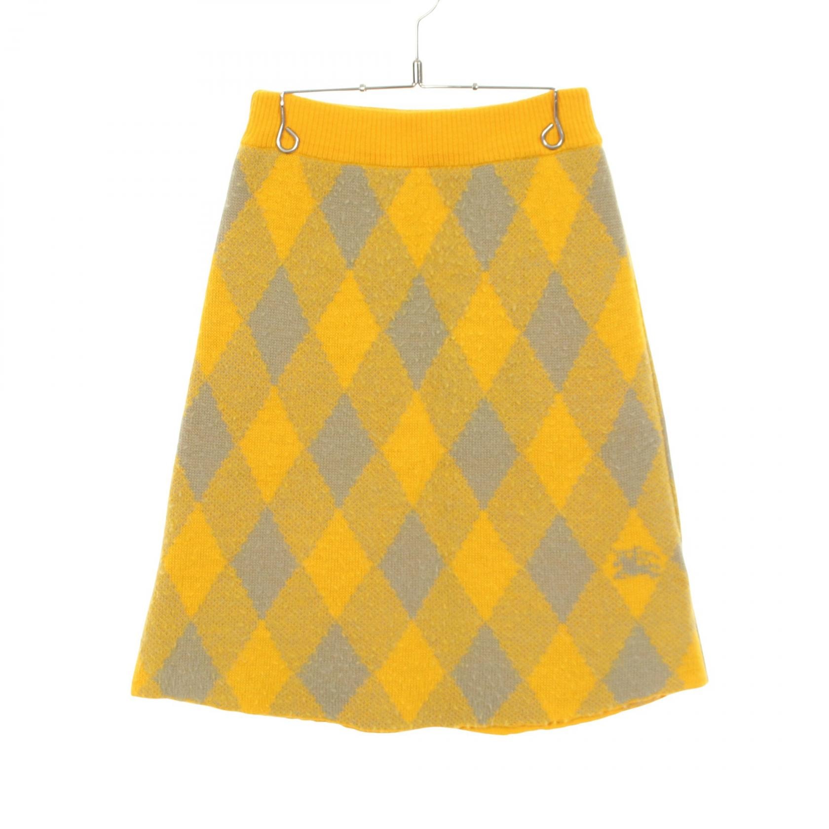 バーバリー BURBERRY ニット スカート 衣料品 ボトムス ウール レディース イエロー系 / グレー系 【中古】