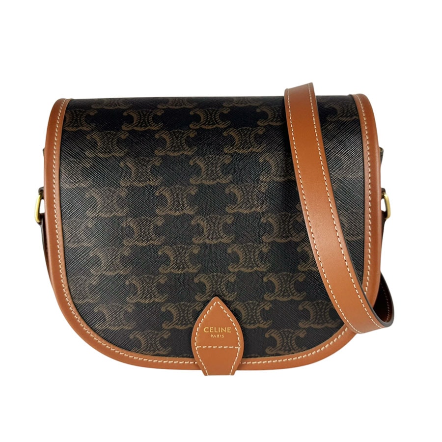 セリーヌ CELINE ショルダーバッグ トリオンフ PVCコーティングキャンバス ブラウン レディース【中古】 z10646