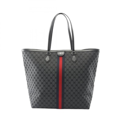 バレンシアガ BALENCIAGA × GUCCI ザ ハッカープロジェクト ラージ トートバッグ バッグ キャンバス レザー メンズ ブラック系 / マルチカラー 680127 【中古】