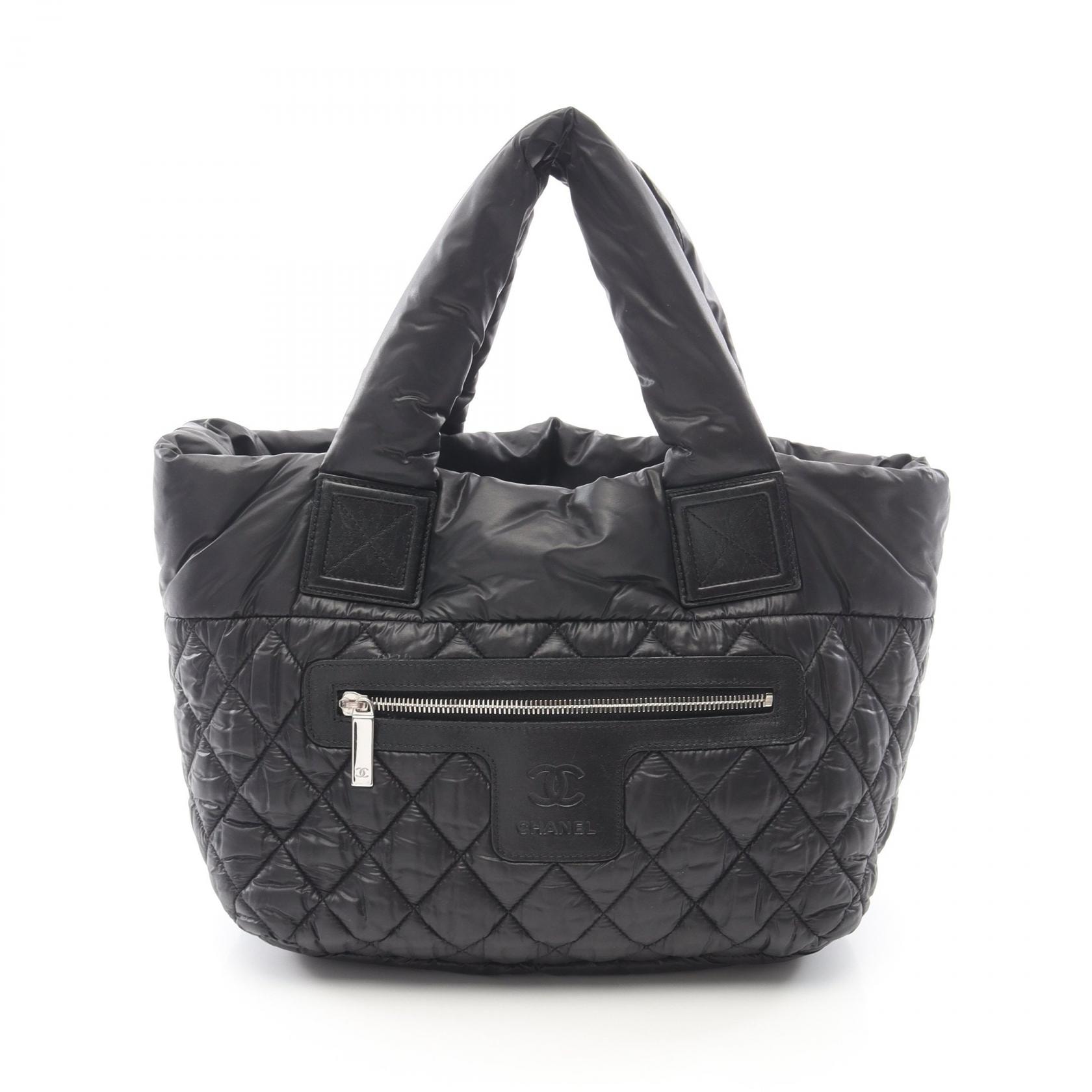 シャネル CHANEL コココクーン スモール トートバッグ バッグ ナイロン レザー レディース ブラック系 / ボルドー系 【中古】
