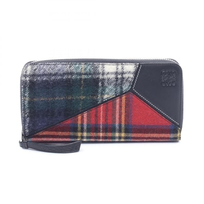 ロエベ LOEWE PUZZLE AROUND WALLET パズルジップアラウンド ラウンド長財布 財布 レザー ファブリック レディース マルチカラー 【中古】