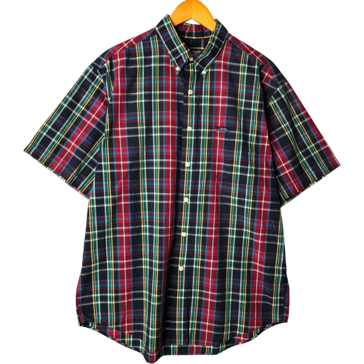 古着 ラルフローレン Ralph Lauren CHAPS チャップス 半袖 ボタンダウン チェックシャツ メンズL相当/eaa577908
