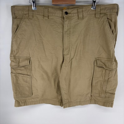 古着 カーハート Carhartt ダック パンツ カーゴ ワンポイントロゴ ジップフライ ショーツ ハーフパンツ w44 ベージュ系 メンズ