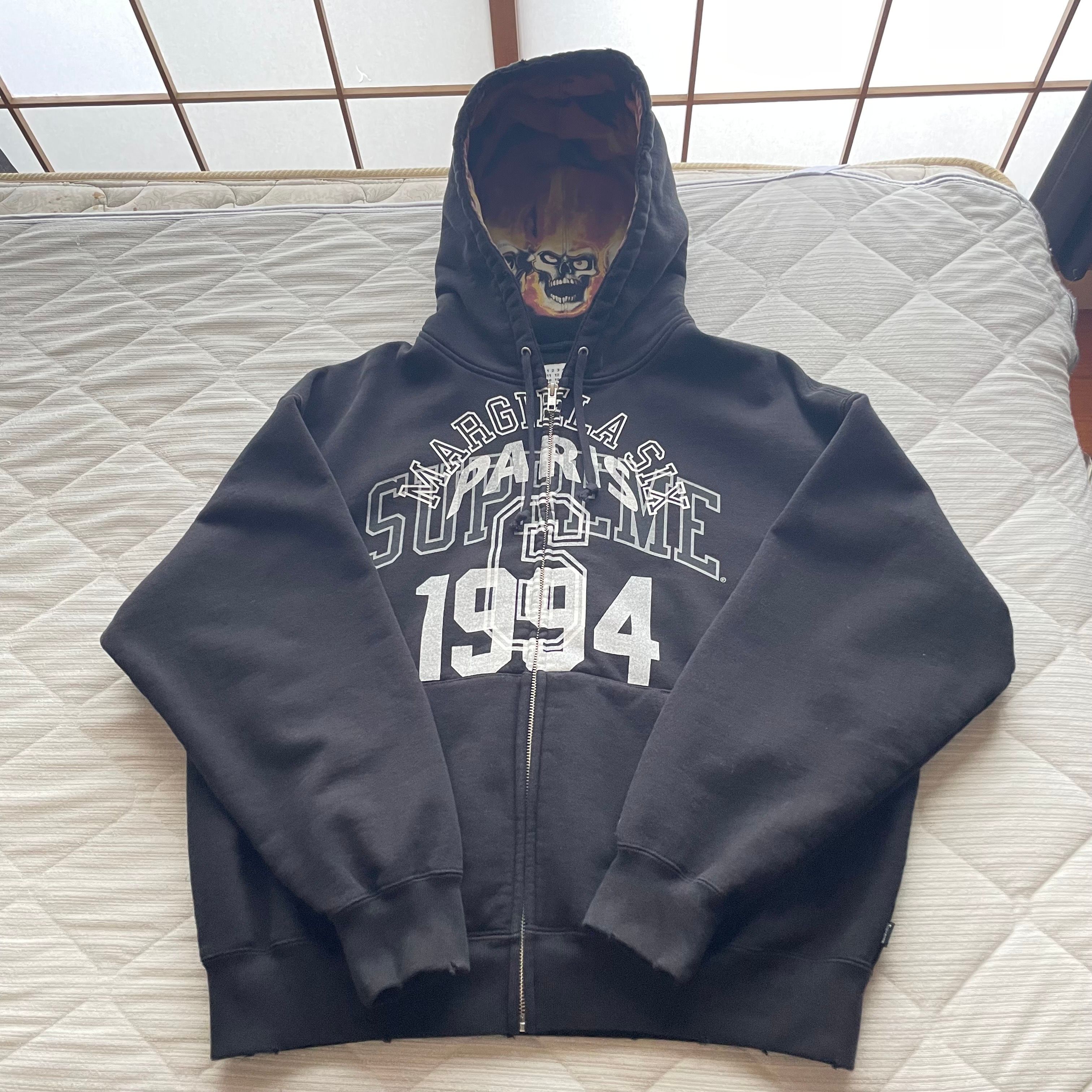 Supreme x MM6 Maison Margiela Zip Up Hooded Sweatshirt "Black"