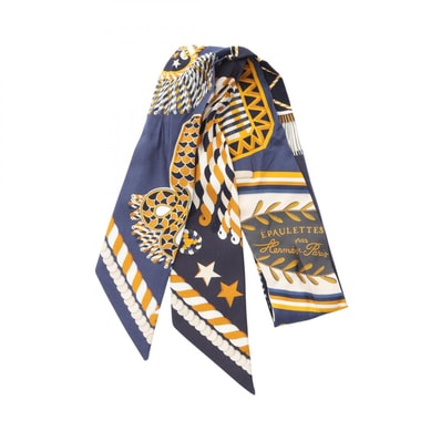 エルメス HERMES ツイリー EPAULETTES DE GALA スカーフ 衣料品 シルク シルク レディース ネイビー系 / マルチカラー 【中古】