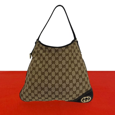 GUCCI グッチ インターロッキングG 金具 キャンバス レザー ショルダーバッグ ブラウン
22901
