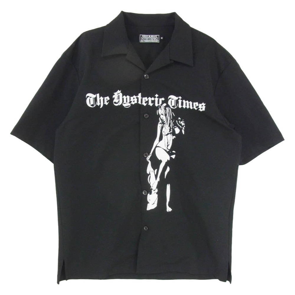 HYSTERIC GLAMOUR ヒステリックグラマー 25SS 02251CH04 HYSTERIC TIMES ヒステリックタイムズ オープンカラー ガールプリント 半袖 シャツ ブラック系 M【中古】
