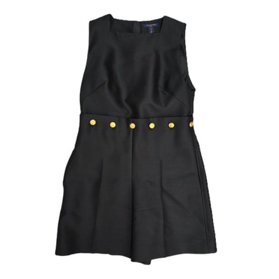 【値下げ】 LOUIS VUITTON ルイ・ヴィトン 23AW ノースリーブ ジップアップ オールインワン 金ボタン ショートパンツ サロペット RW232W SM4 FPPPA07 ウール ブラック レディース【中古】