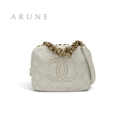 シャネル CHANEL ショルダーバッグ ホワイト ゴールド マトラッセ ココマーク スタッズ チェーン 2way ハンドバッグ