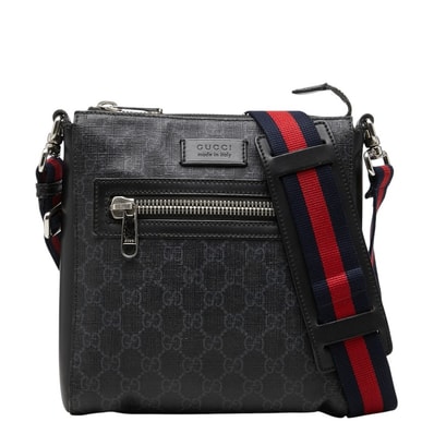 グッチ GGスプリーム シェリーライン 斜め掛け ショルダーバッグ 523599 ブラック PVC レザー レディース GUCCI 【中古】