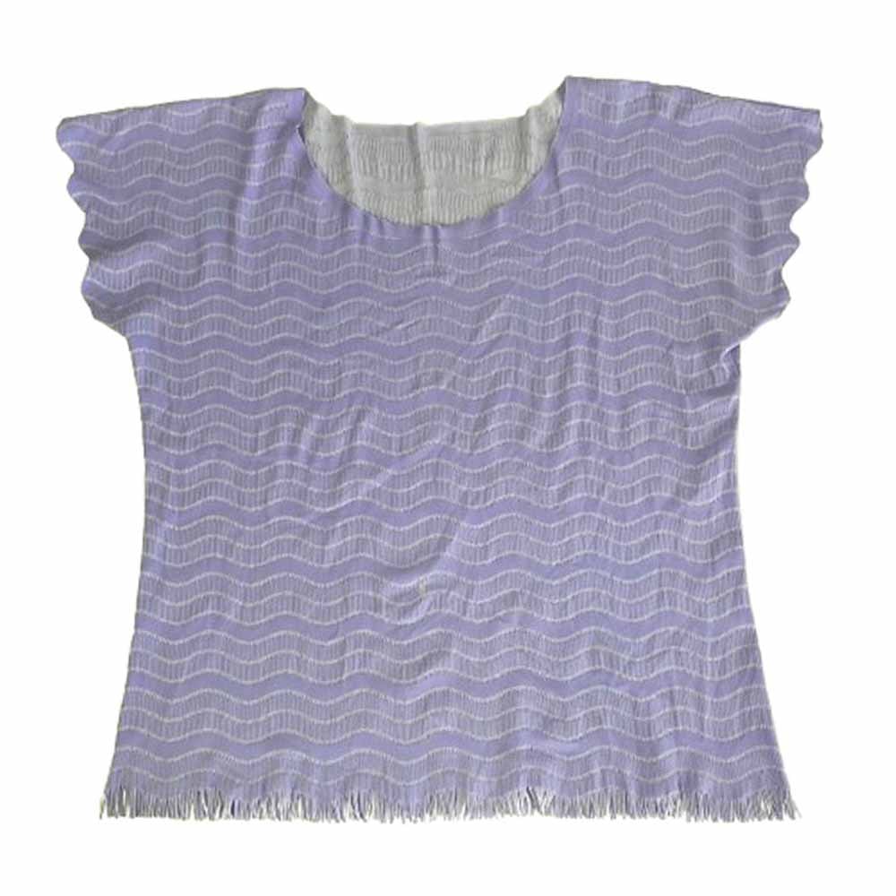 PLEATS PLEASE プリーツプリーズ イッセイミヤケ カットソー PP82LK922 A-POC フリンジ Tシャツ 半袖 カットソー パープル系 3【中古】