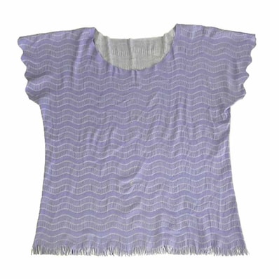 PLEATS PLEASE プリーツプリーズ イッセイミヤケ カットソー PP82LK922 A-POC フリンジ Tシャツ 半袖 カットソー パープル系 3【中古】