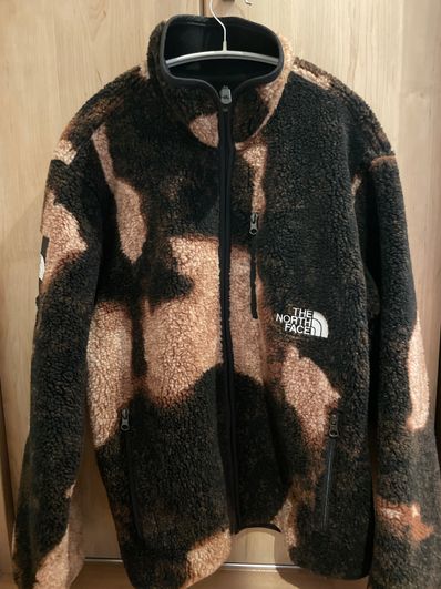 Supreme x The North Face Bleached Denim Print Fleece Jacket "Black"