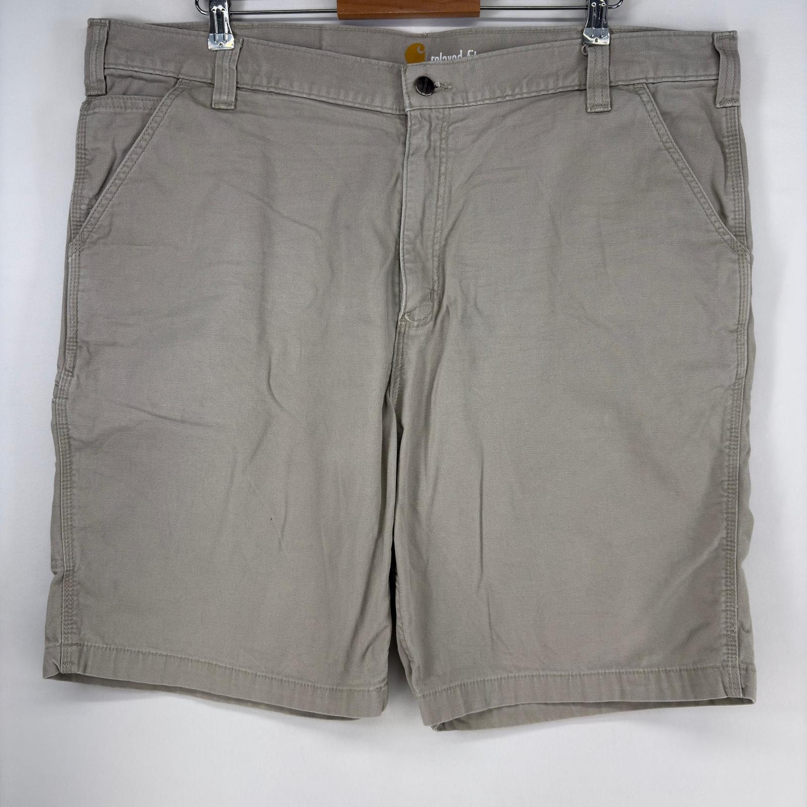 古着 カーハート Carhartt ダック ショートパンツ ワーク ツールポケット ワンポイントロゴ ジップフライ w42  ベージュ系 メンズ