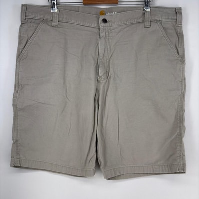 古着 カーハート Carhartt ダック ショートパンツ ワーク ツールポケット ワンポイントロゴ ジップフライ w42 ベージュ系 メンズ