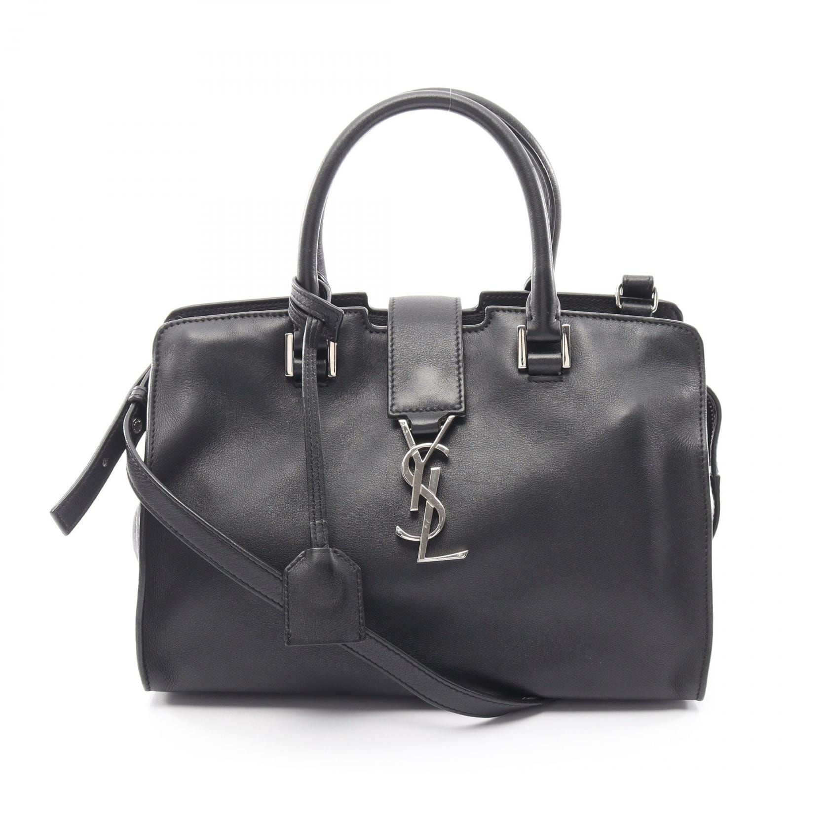 サンローランパリ SAINT LAURENT PARIS ベイビーカバス YSLライン 2WAY ハンドバッグ バッグ レザー レディース ブラック系 424868 【中古】