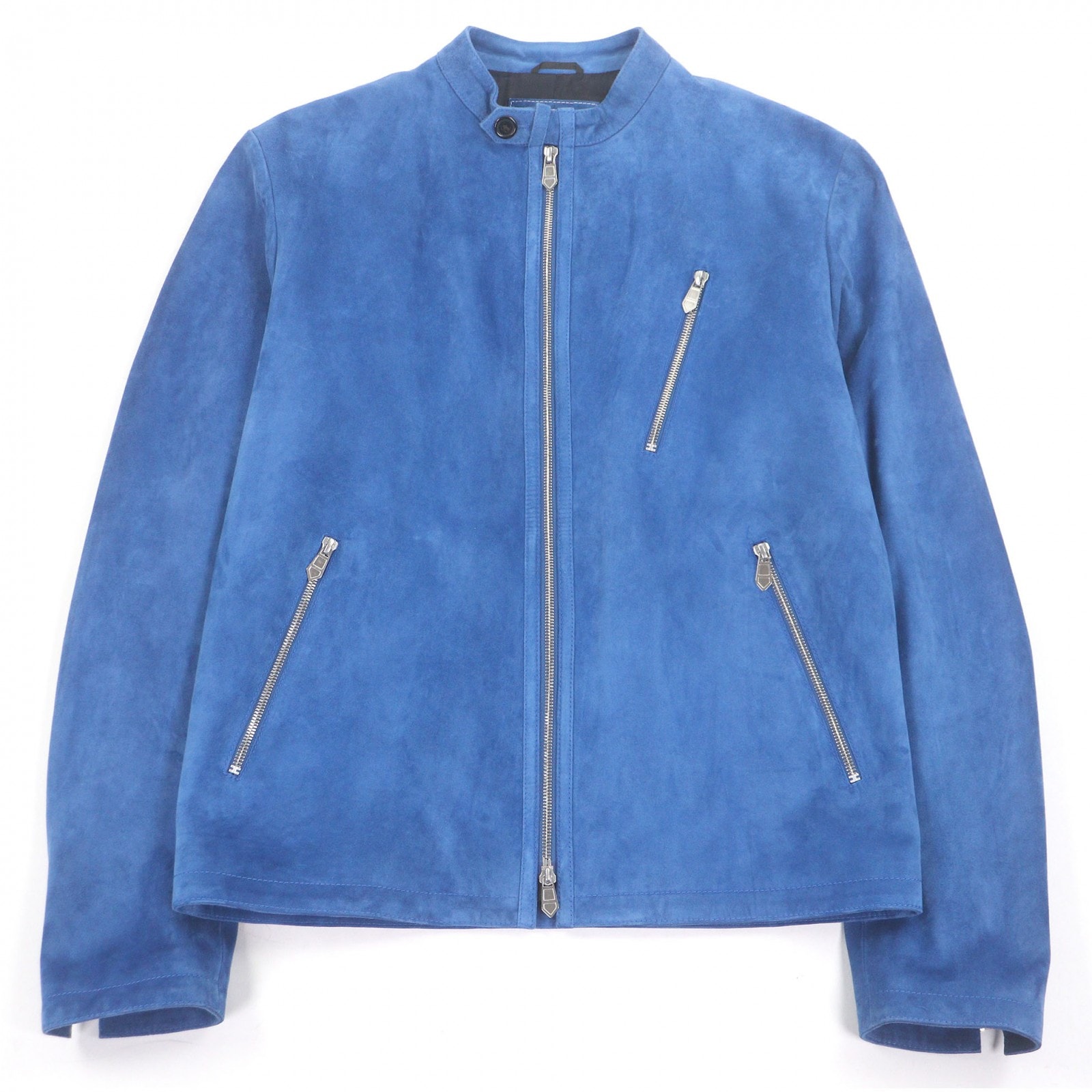 美品 エルメス レザージャケット ブルー メンズ 48