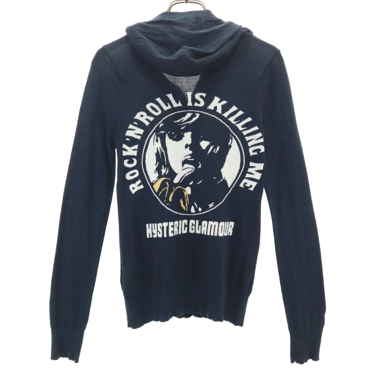 HYSTERIC GLAMOUR ヒステリックグラマー 長袖 ニット ジップパーカー FREE ネイビー