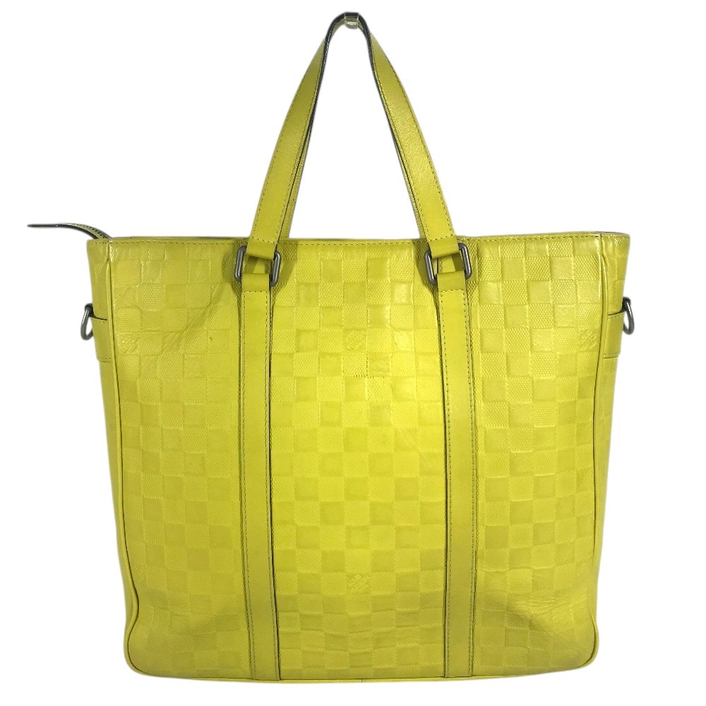 ルイヴィトン LOUIS VUITTON タダオPM N41393 ダミエアンフィニ カバン トートバッグ 手提げ ショルダーバッグ ダミエアンフィニレザー ヴェールアシード イエロー