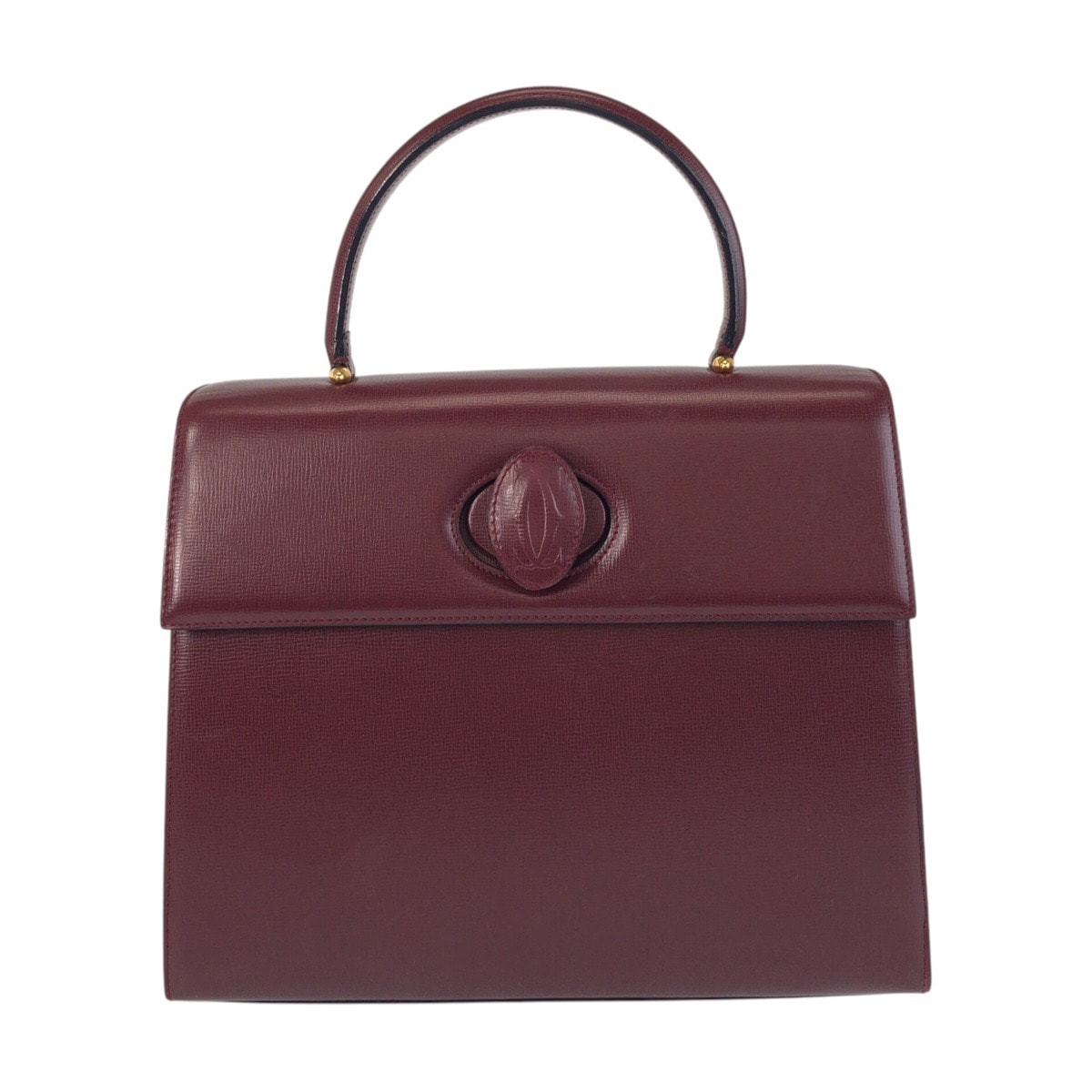 美品 CARTIER カルティエ ヴィンテージ マストライン ボルドー ゴールド金具 レザー ハンドバッグ 603064 【中古】